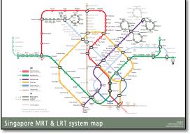 Singapore MRT & LRT train / rail map